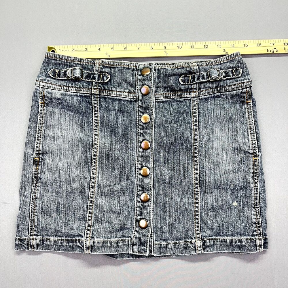 Gap Vintage Jean Skirt‎ Womens Size 4 Blue Denim Snap Button Front Y2K Pockets - Picture 3 of 12